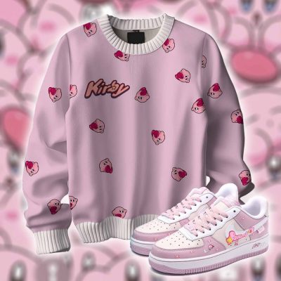 Premium Kirby Ugly Sweater Matching AF1 Pokenmon Kirby Sneaker Hot 2026 NNL24121701