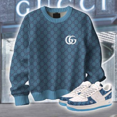 Premium GC Ugly Sweater Matching AF1 Monogram 'Denim Blue' Sneaker Hot 2026 NNL24121710