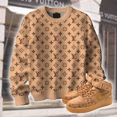 Premium LV Ugly Sweater Matching AF1 Mid Monogram 'Brown' Sneaker Hot 2026 NNL24121711