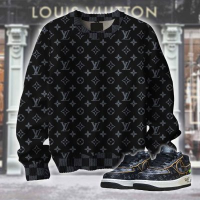Premium LV Ugly Sweater Matching AF1 Monogram 'Leather Black' Sneaker Hot 2026 NNL24121712