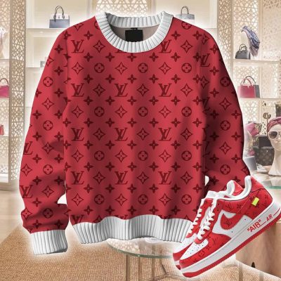 Premium LV Ugly Sweater Matching AF1 Monogram 'Red White' Sneaker Hot 2026 NNL24121707