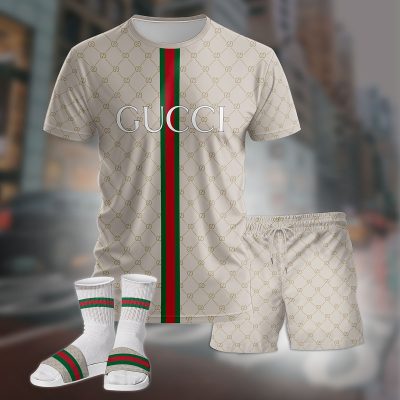 Premium Gucci Unisex Set T-Shirt; Shorts Matching Slides -TDP26993