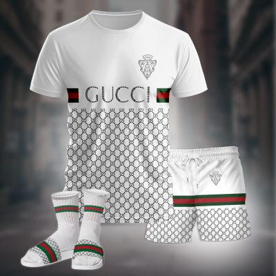 Premium Gucci Unisex Set T-Shirt; Shorts Mathing Slides - TDP26994