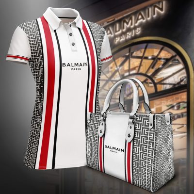 Premium Combo Balmain Short Sleeve Polo And Leather Handbag LXWTDP019304
