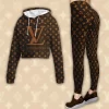 Limited Luxury Womens Hoodie Crop Top and Leggings Set CRF+DDK-TDP1002C10